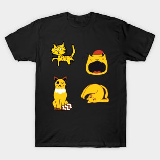 Yellow Cats Pack Stickers T-Shirt